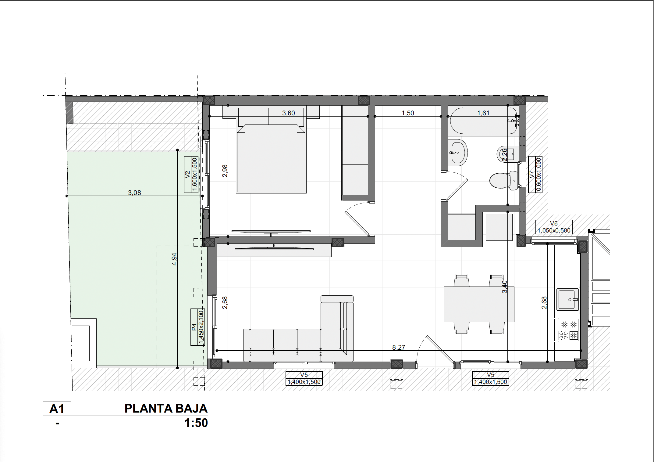 D256 - Departamento de un dormitorio a estrenar, con patio y cochera 49 m2-  R. Roca al 700 -  Centro